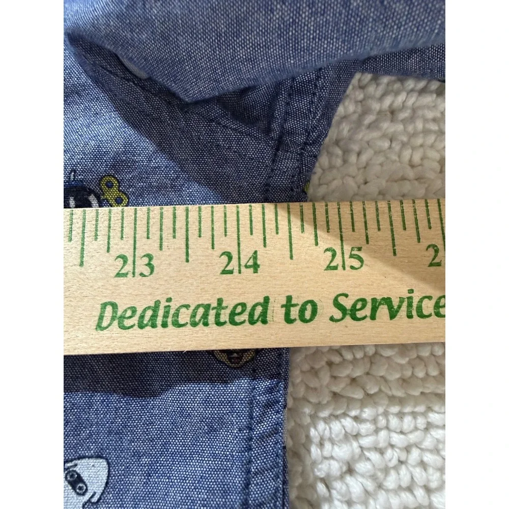 Nintendo Super Mario Bros Mens XL Blue Chambray Short Sleeve Button Down Shirt - Picture 8 of 11